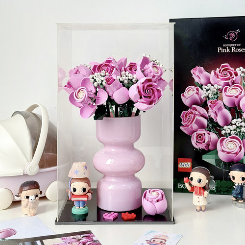 亚克力积木花束展示盒防尘罩