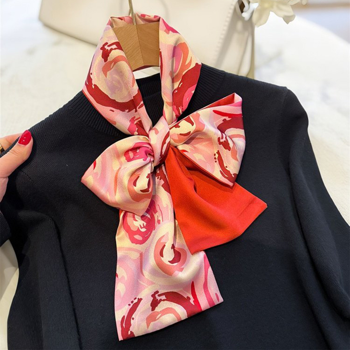 高级感红色印花长条丝巾女2026新款百搭双面装饰领巾绑包飘带发带,服饰配件/皮带/帽子/围巾,围巾/丝巾/披肩,淘宝优惠券,粉丝福利购,淘宝优惠卷