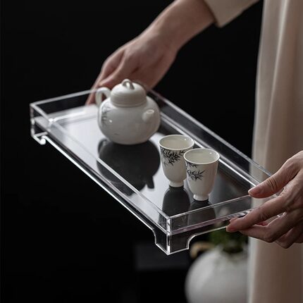 亚克力透明茶盘壶承放茶具杯子收纳托盘干泡台功夫茶配件架子家用