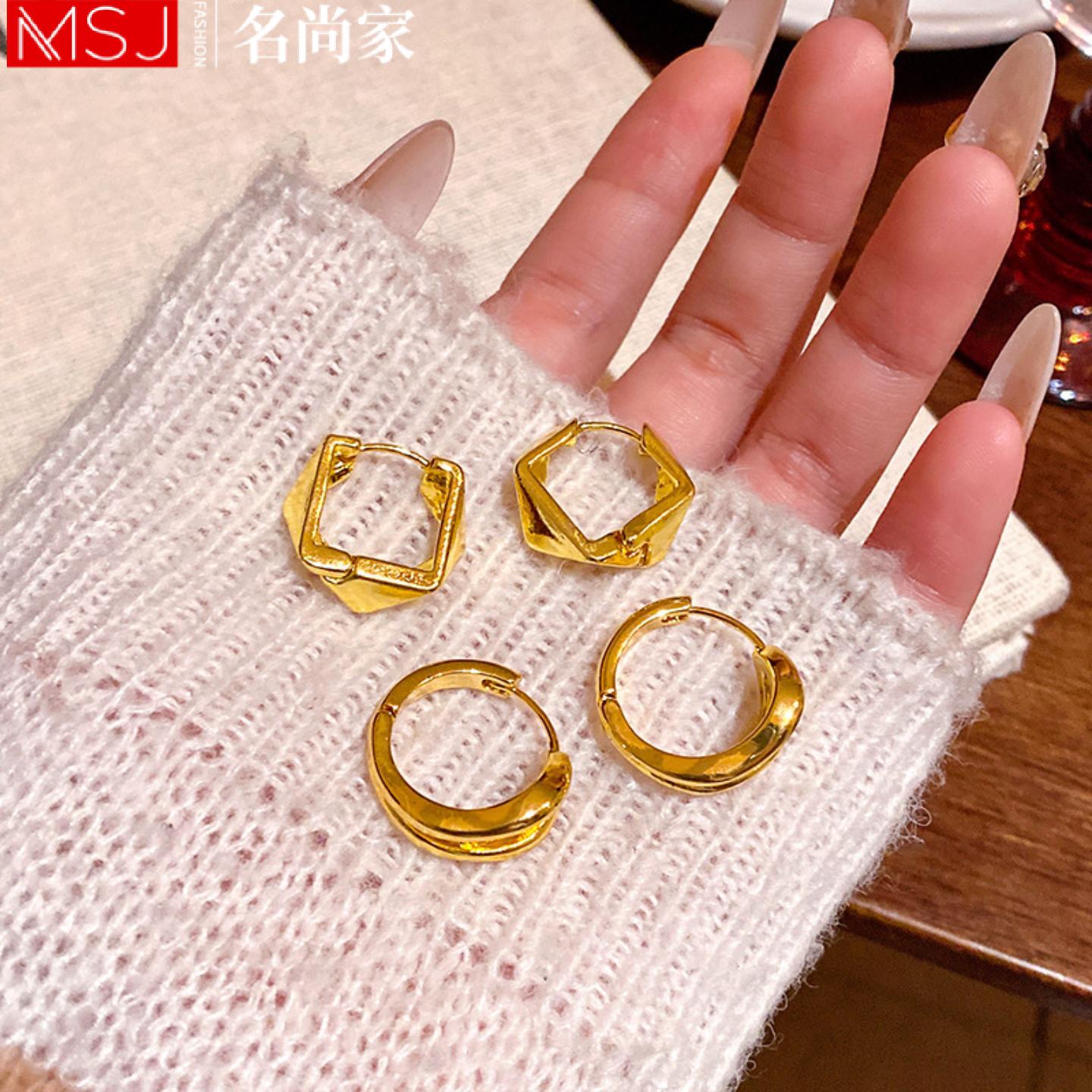 msj韩系个性冷淡风几何形耳环女