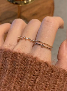 新款显白玫瑰金叠戴指环小众轻奢