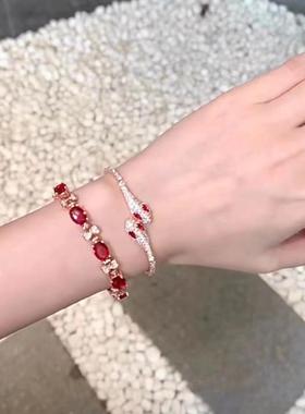 「镜中蔷薇」超闪红锆石手链新款