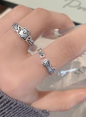 可爱小猫咪戒指女复古时尚个性