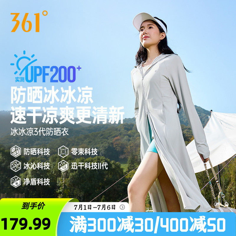 361冰丝原纱防晒衣女子夏新款黑胶大帽檐长款防晒服全身中长罩衫