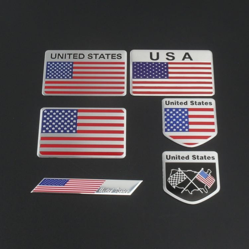 美国国旗车贴车身装饰贴划痕遮挡贴 金属贴后尾箱贴标铝质USA创意