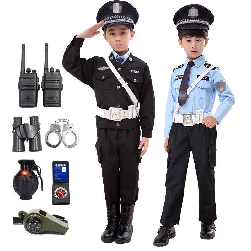儿童玩具警察服套装小孩交警制服警服宝宝帽子演出服装男童警官服