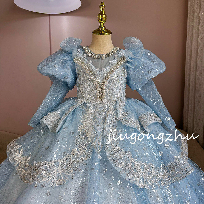 【冰雪女王长袖】女童公主裙花童礼服走秀生日主持花童表演