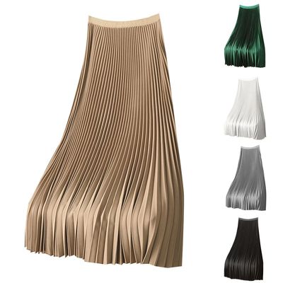 Women Solid color plus size versatile pleated skirt 女半身裙