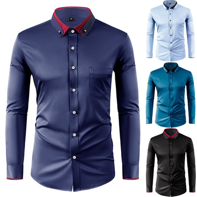 Collared Shirt Business Casual Shirt for Men翻领商务休闲衬衫