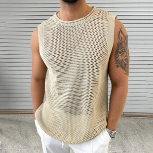 New Neck 圆领无袖 背心 Crew Vest针织男式 Men Knit Sleeveless
