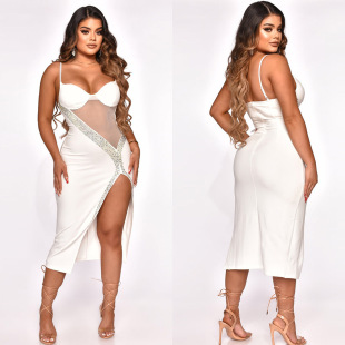 Mesh Camisole Women Dress性感吊带不规则女裙 Irregular Sexy