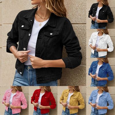 Ladies' fashionable collar versatile denim jackets女牛仔外套