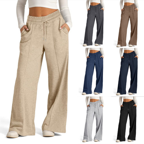 Women’s High-Waist Fashion Wide-Leg Casual Pants 女休闲长裤