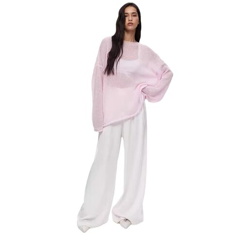 New Hollow-Out Women's Soft Loose Sweater 镂空女柔软宽松毛衣