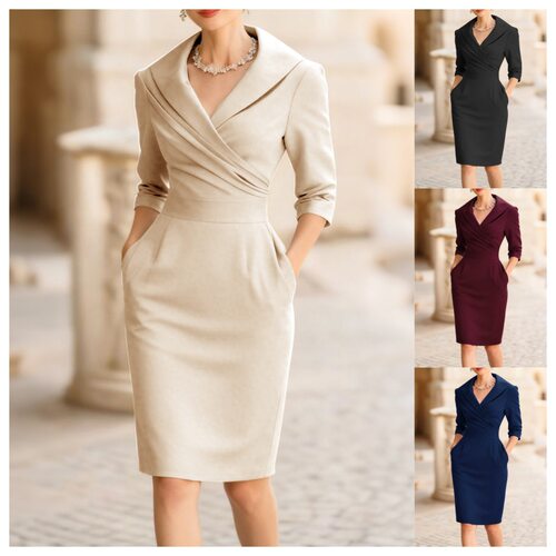 New Stylish V-Neck Slim Waist Dress for Women气质v领显瘦裙女