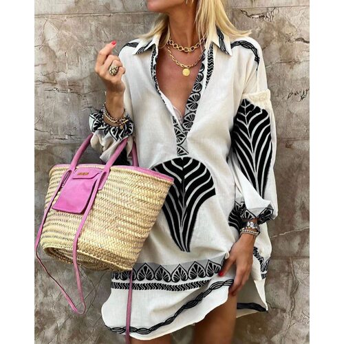 New casual loose long-sleeve shirt dress for women休闲衬衫裙
