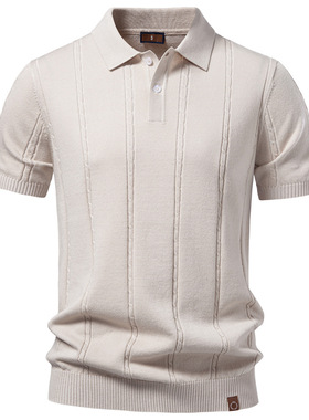 New Men's Business Casual Knitted Short Sleeve男休闲针织短袖