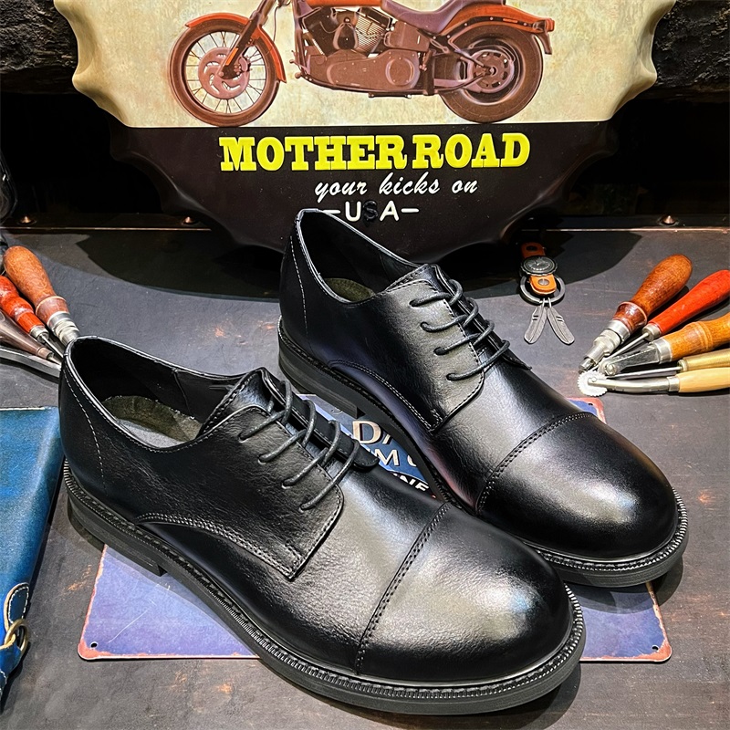 美式复古日式手工大头皮鞋高级感