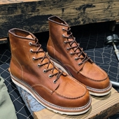 美式 马丁伞兵短靴 鞋 复古固特异1907真皮疯马皮靴高帮男款 875工装