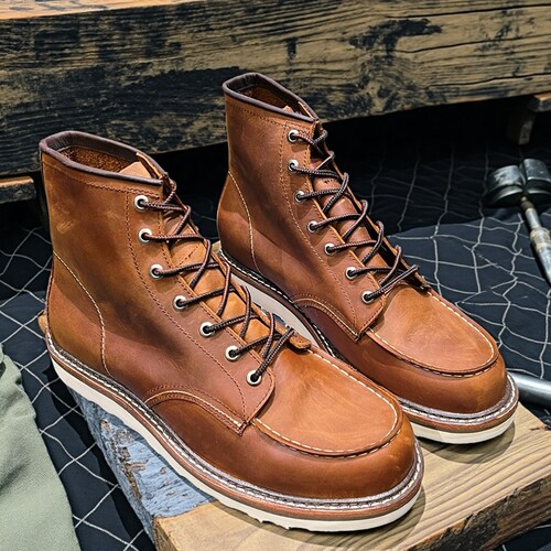 固特异厚底增高疯马牛皮工装短靴