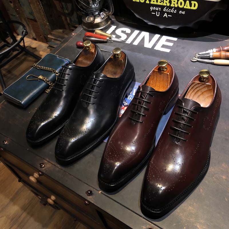 欧美布洛克韩版休闲风百搭牛皮鞋