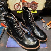固特异复古头层牛皮工装 真皮8111伞兵机车靴 马丁靴高帮高级感男鞋