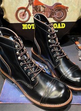 固特异复古头层牛皮工装马丁靴高帮高级感男鞋真皮8111伞兵机车靴