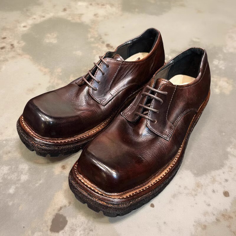 增高水洗做旧潮流雅痞绅士皮鞋