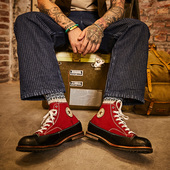 马丁短靴男帆布鞋 固特异阿美咔叽美式 复古高帮工装 真皮圆头伞兵靴