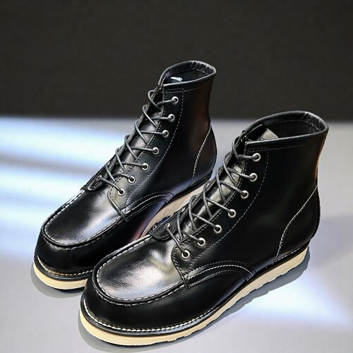 头层牛皮靴潮流百搭方头休闲男鞋