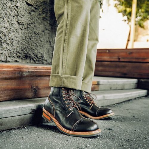 黑色时尚布洛克男靴潮牌百搭男款