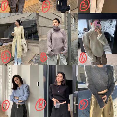 百搭撞色毛衣学院风POLO领宽松