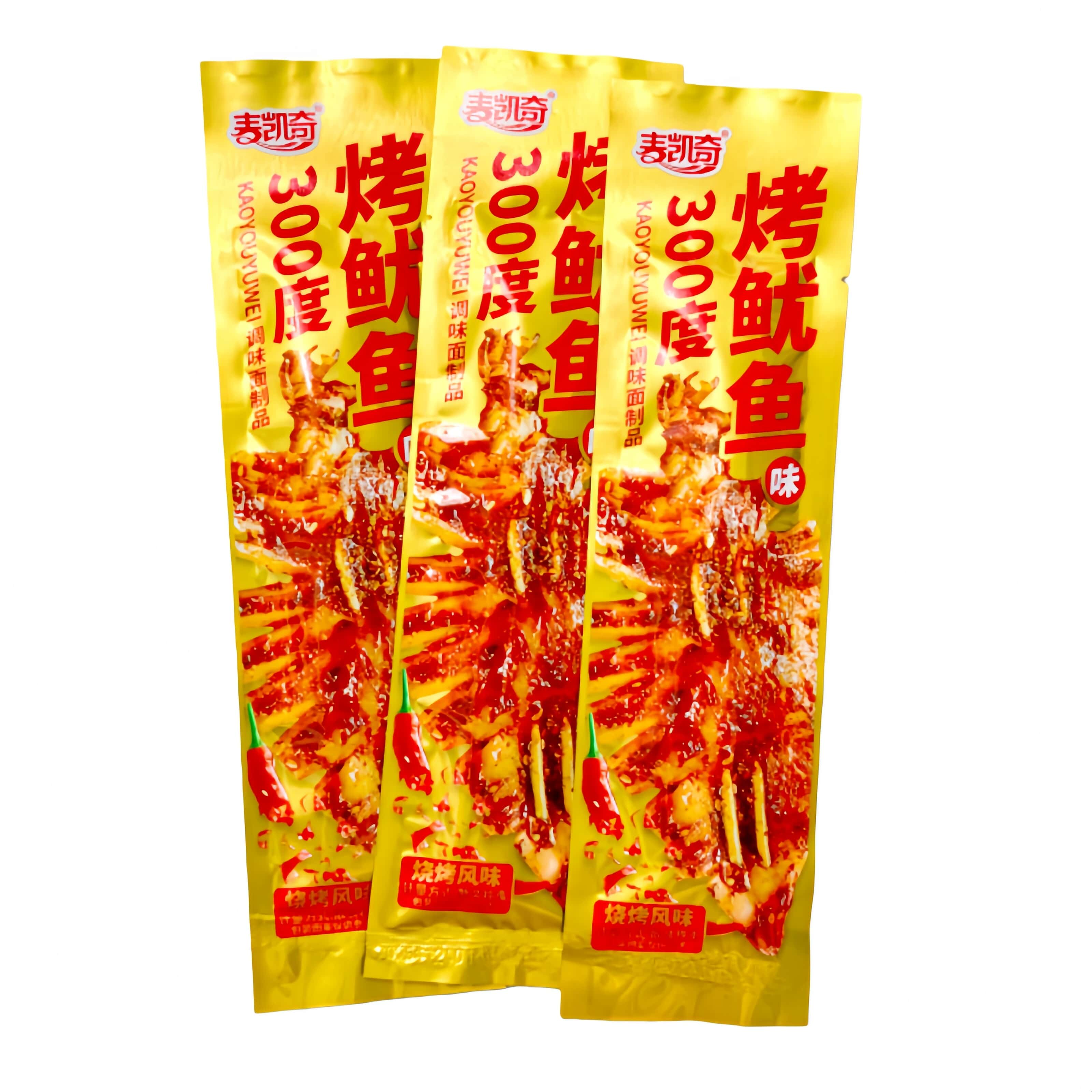 麦凯奇烤鱿鱼味辣条薄片麻辣宿舍零食儿时怀旧甜辣网红休闲食品