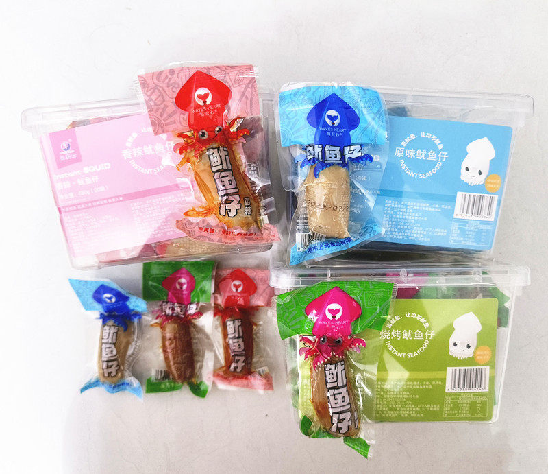 海浪心即食鱿鱼仔墨鱼仔带籽烧烤香辣原味手撕鱿鱼干海鲜网红零食