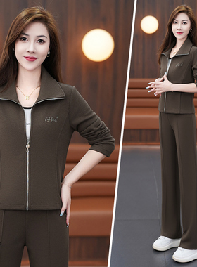 高端时尚休闲运动套装女春秋外套2025新款灰色气质减龄穿搭一整套