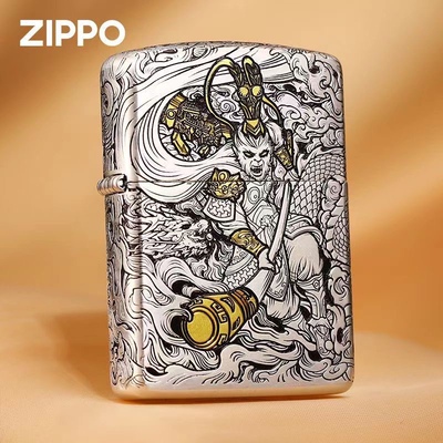 zippo盔甲黄铜镀银送礼黄铜