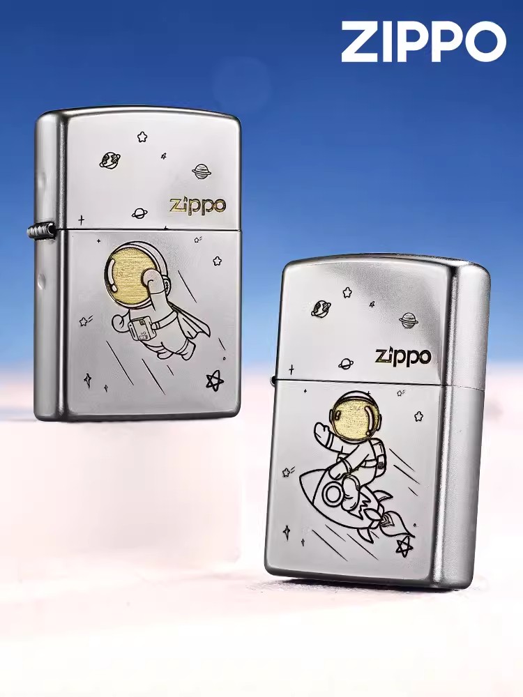 zippo芝宝打火机官方原装正版煤油磨砂深雕单面探索宇航员送男友
