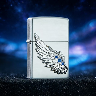 zippo打火机正品 镀银热恋之翼爱神贴章翅膀煤油防风情人节礼物