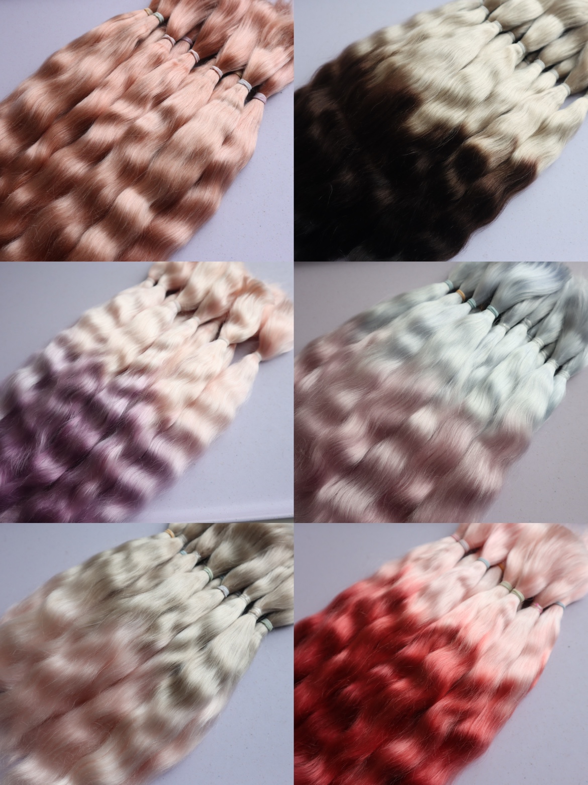 ob11/bjd进口精梳马海毛发排娃娃假发彩色渐变精梳毛材料进口羊毛