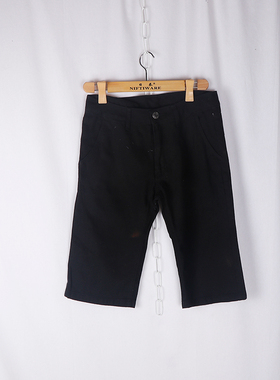 外贸日单清仓折扣男女同款春夏秋款黑色休闲全棉5分裤B142