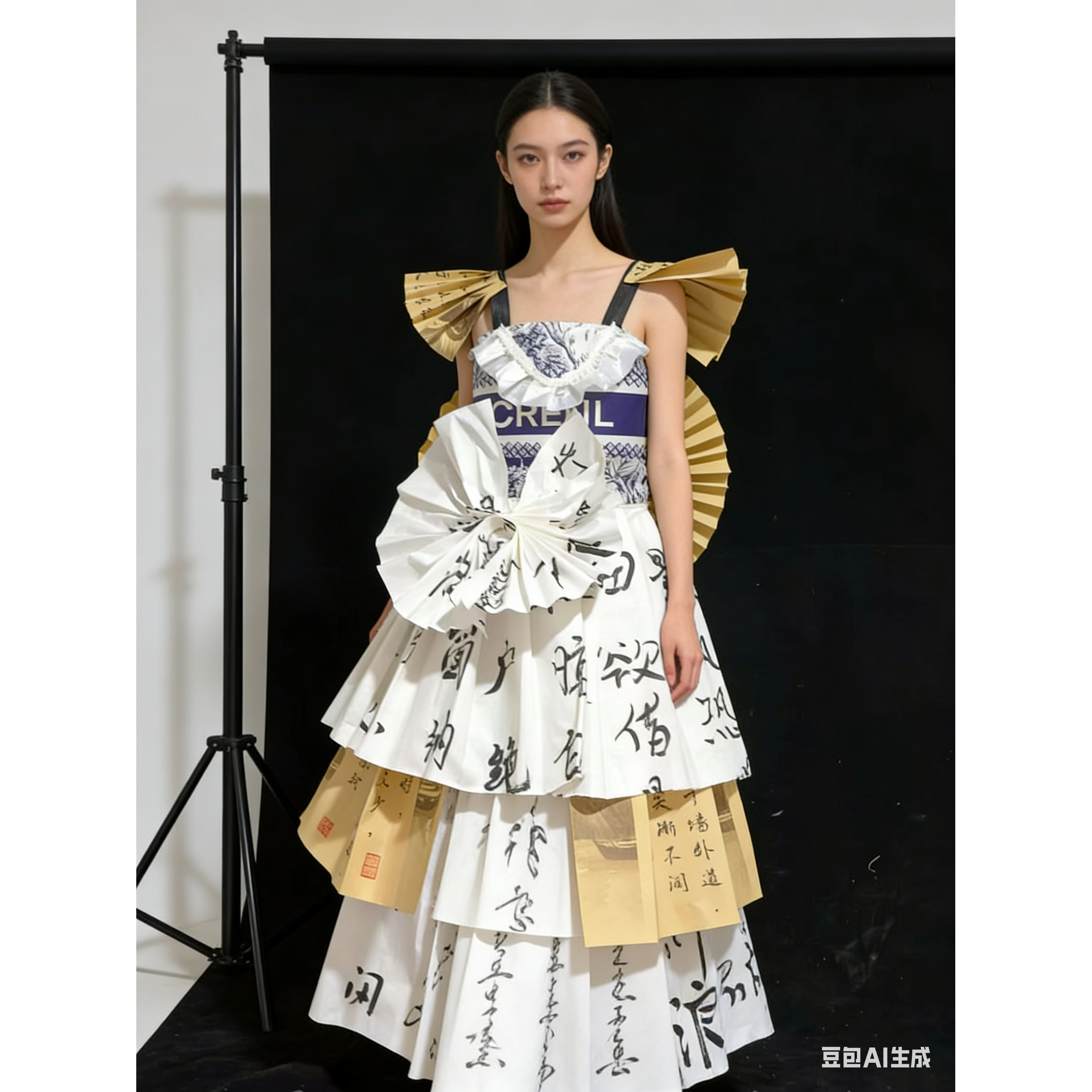 霸王茶姬环保服装废物利用儿童时装秀女创意风环保舞台走秀表演服