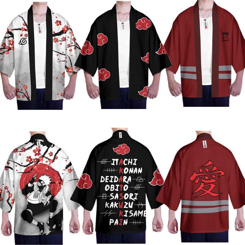 日漫Naruto火影忍者晓组织开衫羽织披风和服道袍3D数码印花厂直销