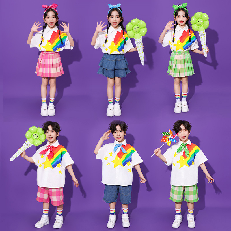 六一儿童演出服啦啦队小孩表演服幼儿园服男女童大合唱拉拉队班服