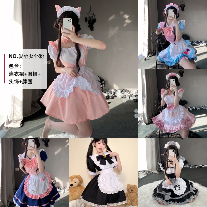 二次元女仆装cos可爱女佣万圣节lolita连衣裙洛丽塔cosplay服装
