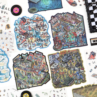 悦真致命弯道微恐系列造景贴纸小丑回魂坠机逃生高难度微缩场景3D立体小屋贴画手工解压玩具女孩新年礼物