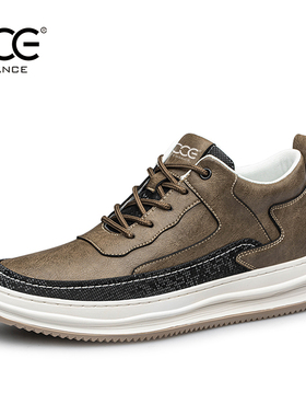 CCE男鞋厚底增高百搭复古板鞋真皮软底透气男运动休闲鞋CM2308-C