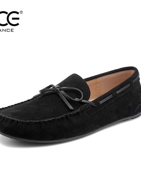 法国CCE男女豆豆鞋真皮透气一脚蹬情侣款英伦驾车磨砂懒人鞋2093