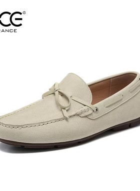 CCE男鞋软牛皮驾车鞋休闲一脚蹬蝴蝶结豆豆鞋大码百搭懒人鞋6693