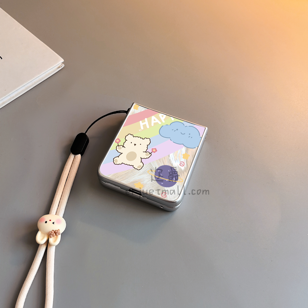 彩虹小狗适用华为purax手机壳pocket2小米mixflip硬novaflips三星zflip764卡通p50磨砂oppofindn3n2女w25