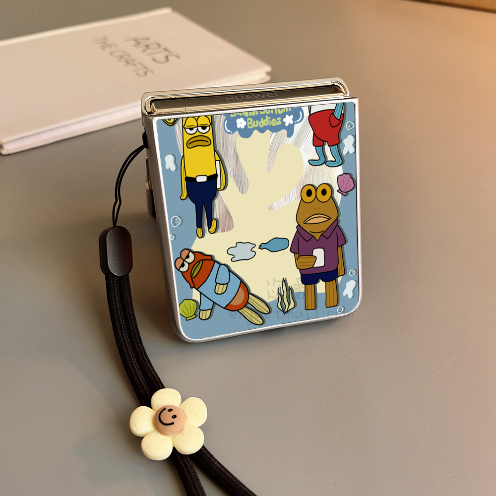 比奇堡居民适用小米mixflip华为purax手机壳pocket2硬novaflips三星zflip764卡通荣耀v磨砂oppofindn3n2女w25